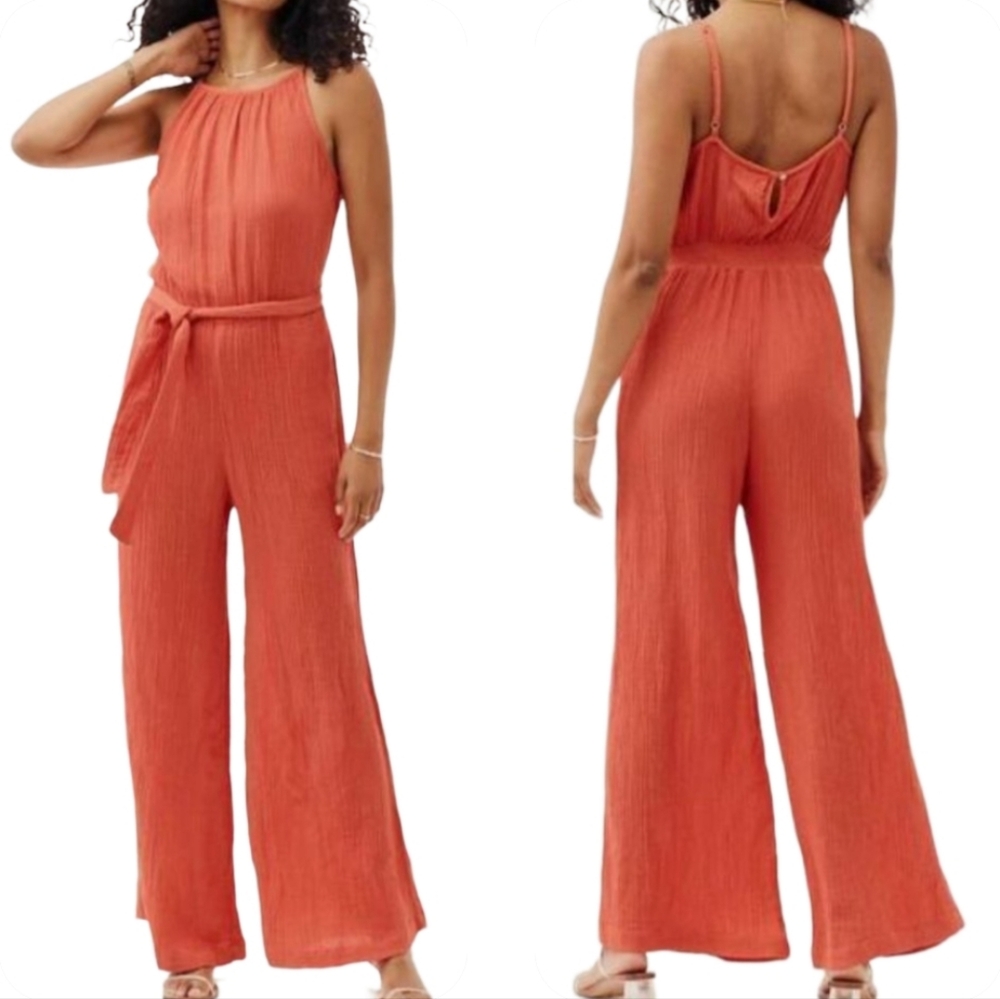 Bella Dahl Wide Leg Smocked Cami Jumpsuit Small